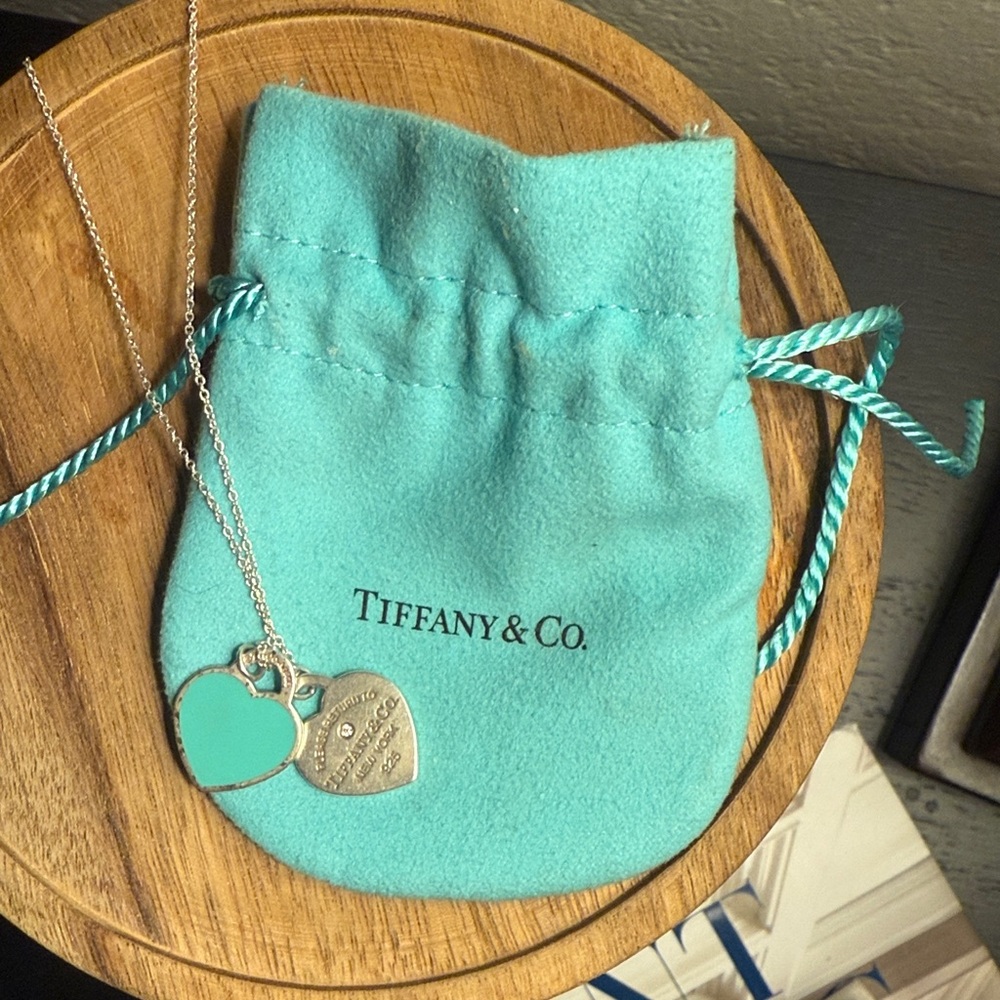 Tiffany & Co. Silver Necklace with Turquoise Heart Pendant